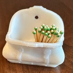 Antique Milk Glass Doctors Bag Match Holder